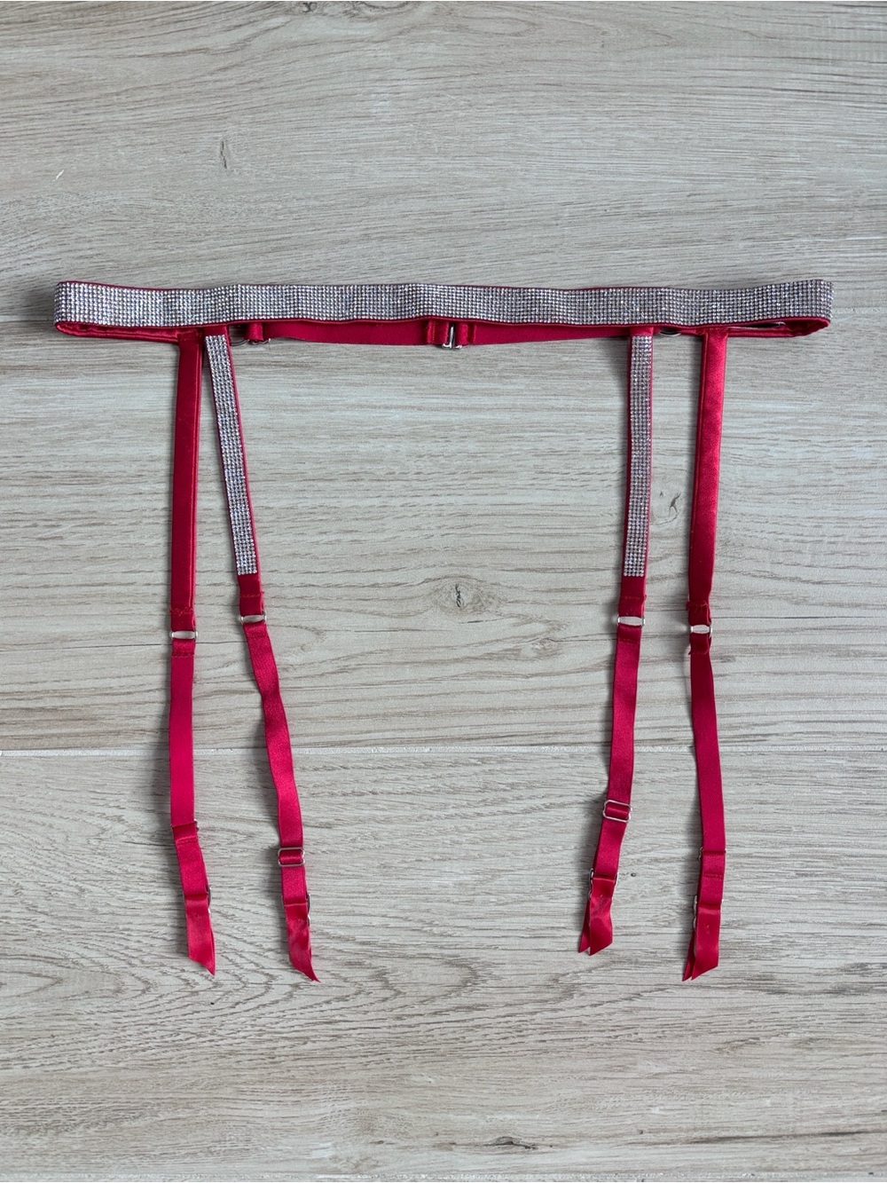 Victoria’s Secret Very Sexy Shine Strap Garter Belt Red Rhinestone Medium Large